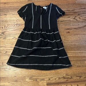 Old Navy Black Midi Dress with White Stripes